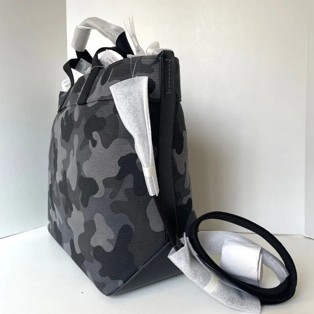 Coach Tote 38 Gray Camo Canvas Leather Carryall CY805